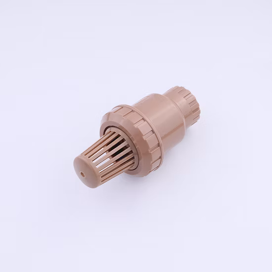 Válvula de pie de cloruro de polivinilo plástico, válvula de retención de PVC de acción rápida, válvula de control, válvula de pie, fabricada en China
